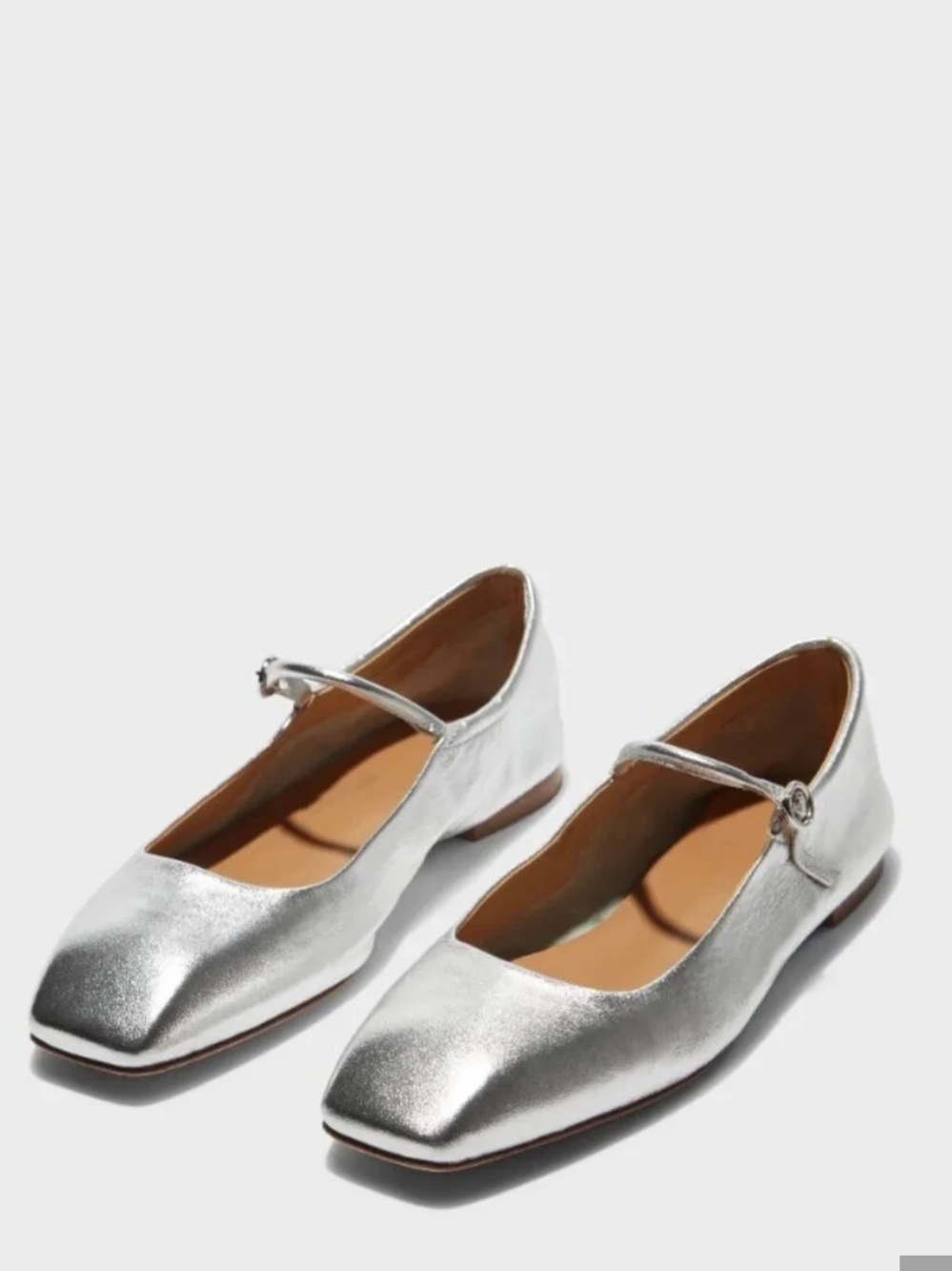Aeyde Uma Silver Mary-Jane Flats  36.5